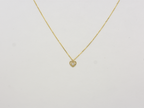 14k solid gold Heart necklace with one diamond in the center