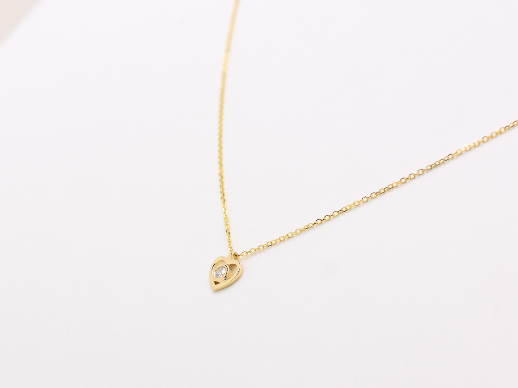 Diamond Heart necklace - minimalist heart pendant