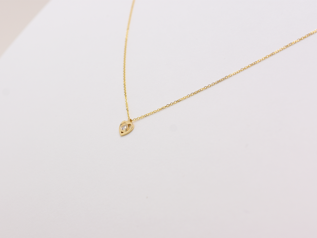 Diamond Heart necklace - minimalist heart pendant