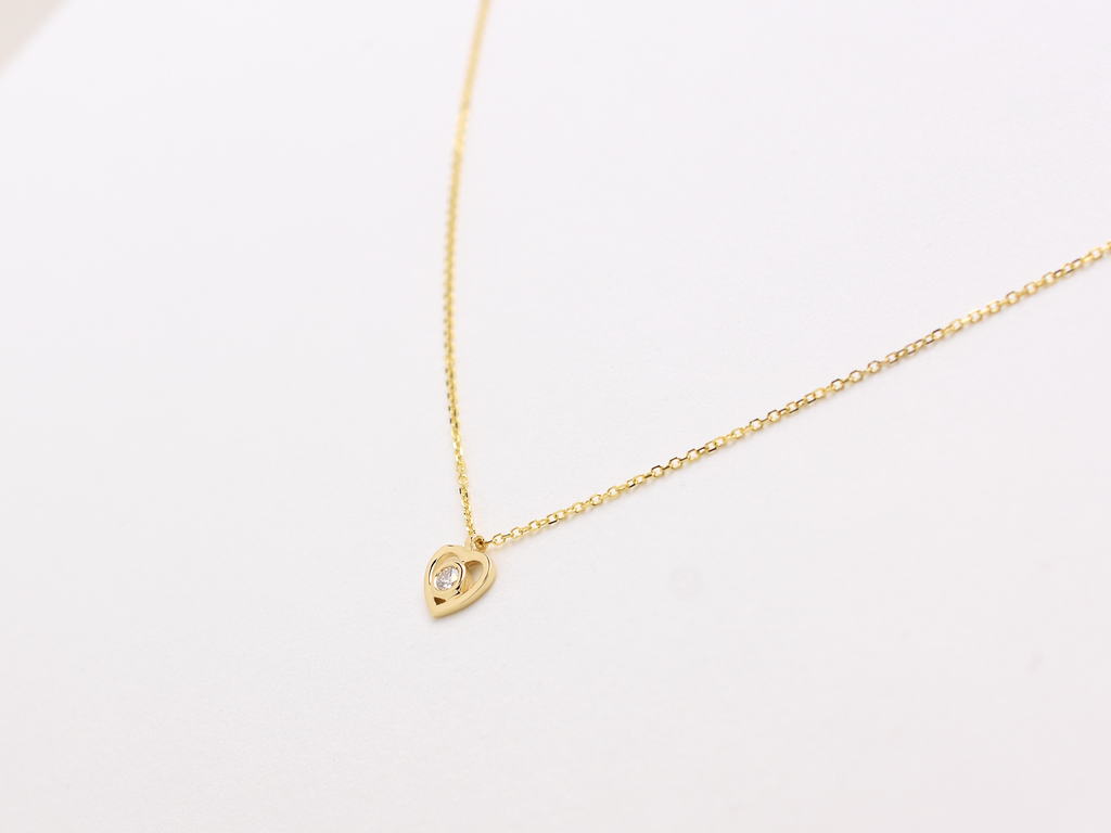 Diamond Heart necklace - minimalist heart pendant