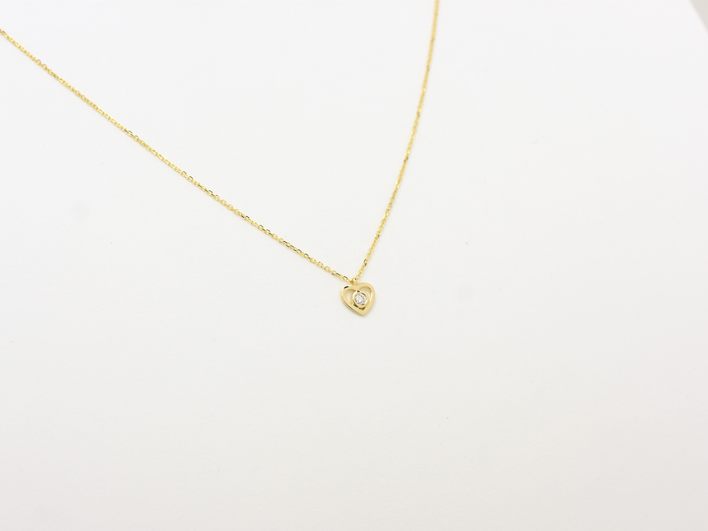 Diamond Heart necklace - minimalist heart pendant