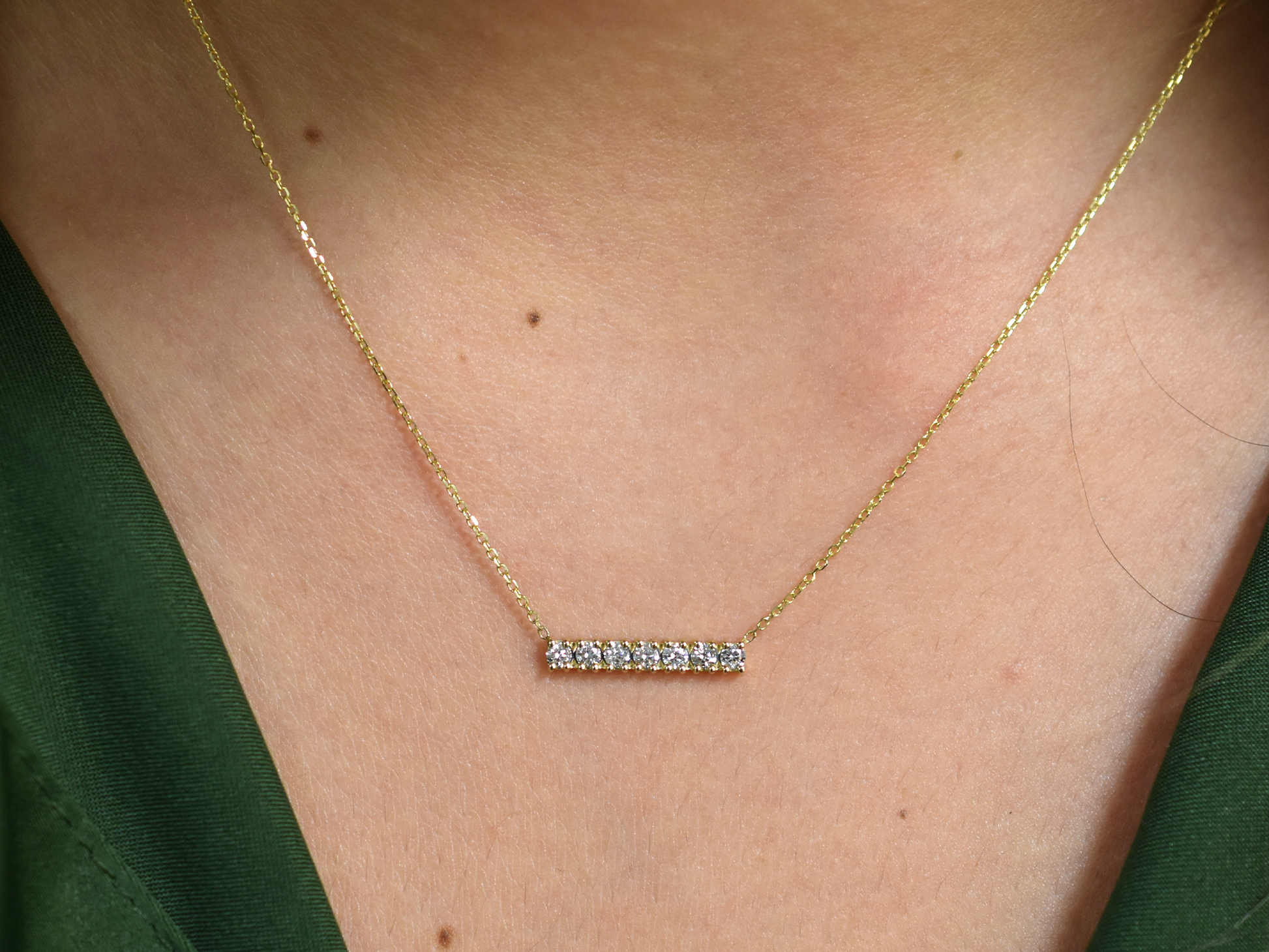 14k gold diamond bar necklace for layering