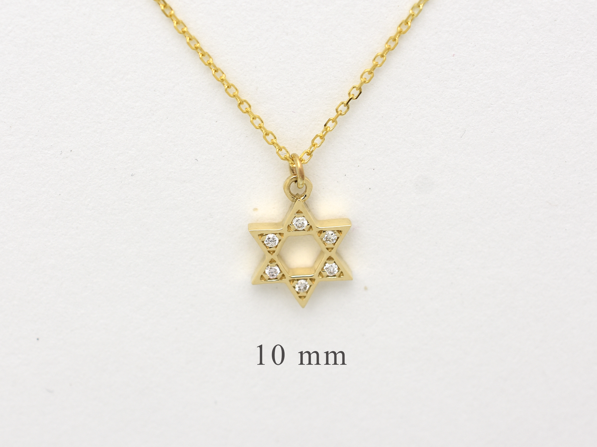 14k yellow gold diamond star of David necklace 