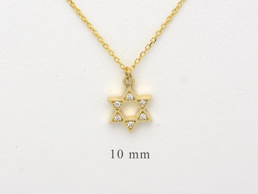 14k yellow gold diamond star of David necklace 