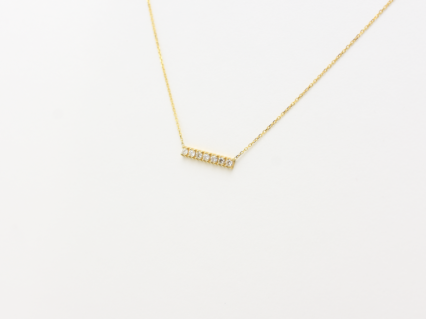 14k Gold Diamond Bar Necklace, Everyday Layering Necklace