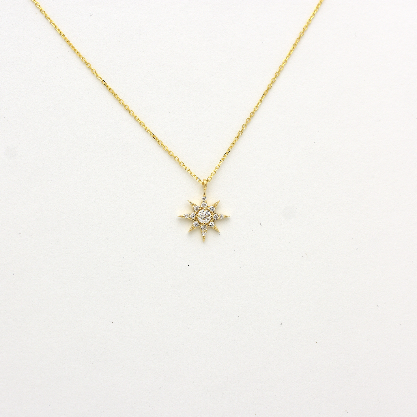 14K Rose Gold Diamond North Star Necklace | Dainty Celestial Jewelry