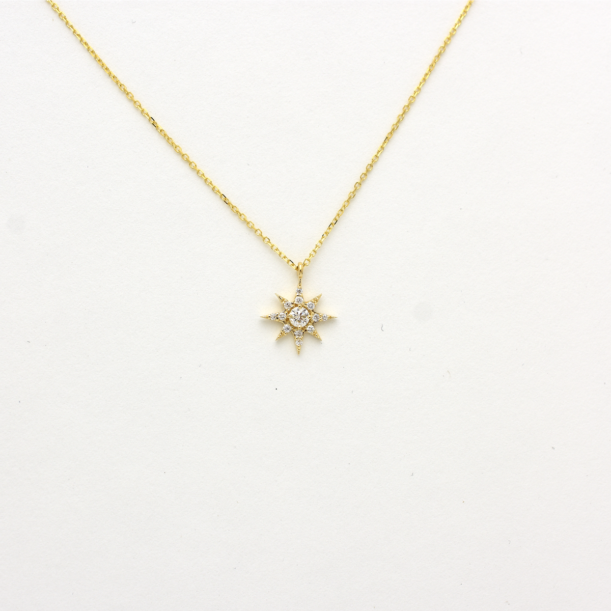 14K Rose Gold Diamond North Star Necklace | Dainty Celestial Jewelry