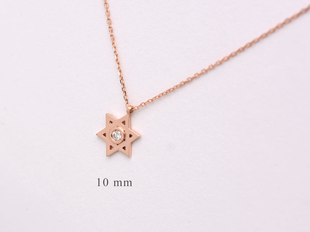 14k Gold and diamond Star Of David necklace - religious charm