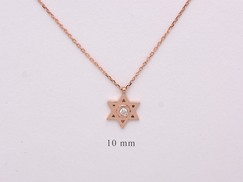 14k Gold and diamond Star Of David necklace - religious charm