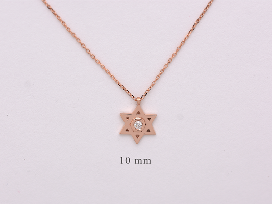 14k Gold and diamond Star Of David necklace - religious charm