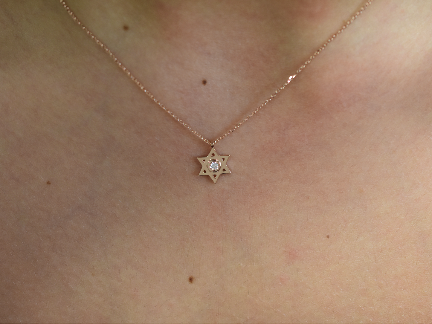 14k Gold and diamond Star Of David necklace - religious charm
