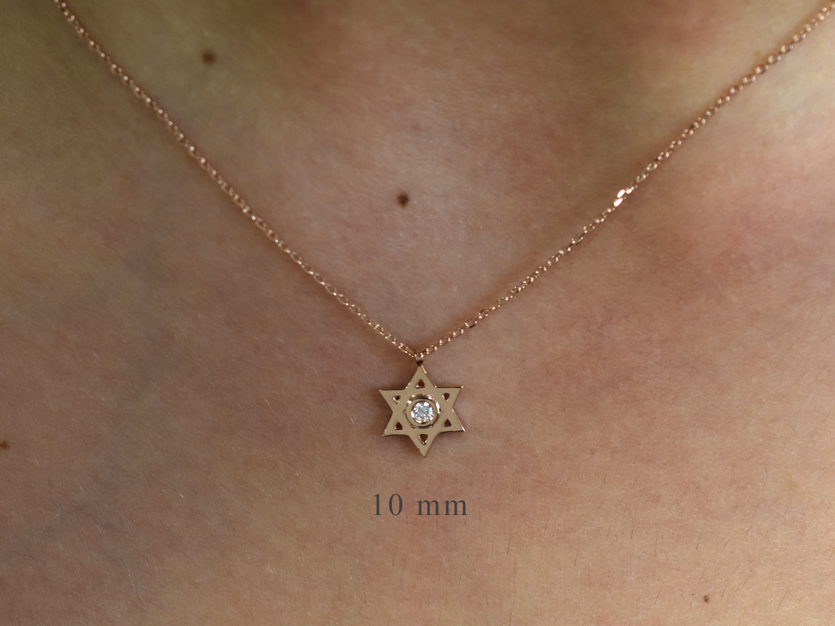14k Gold and diamond Star Of David necklace - religious charm