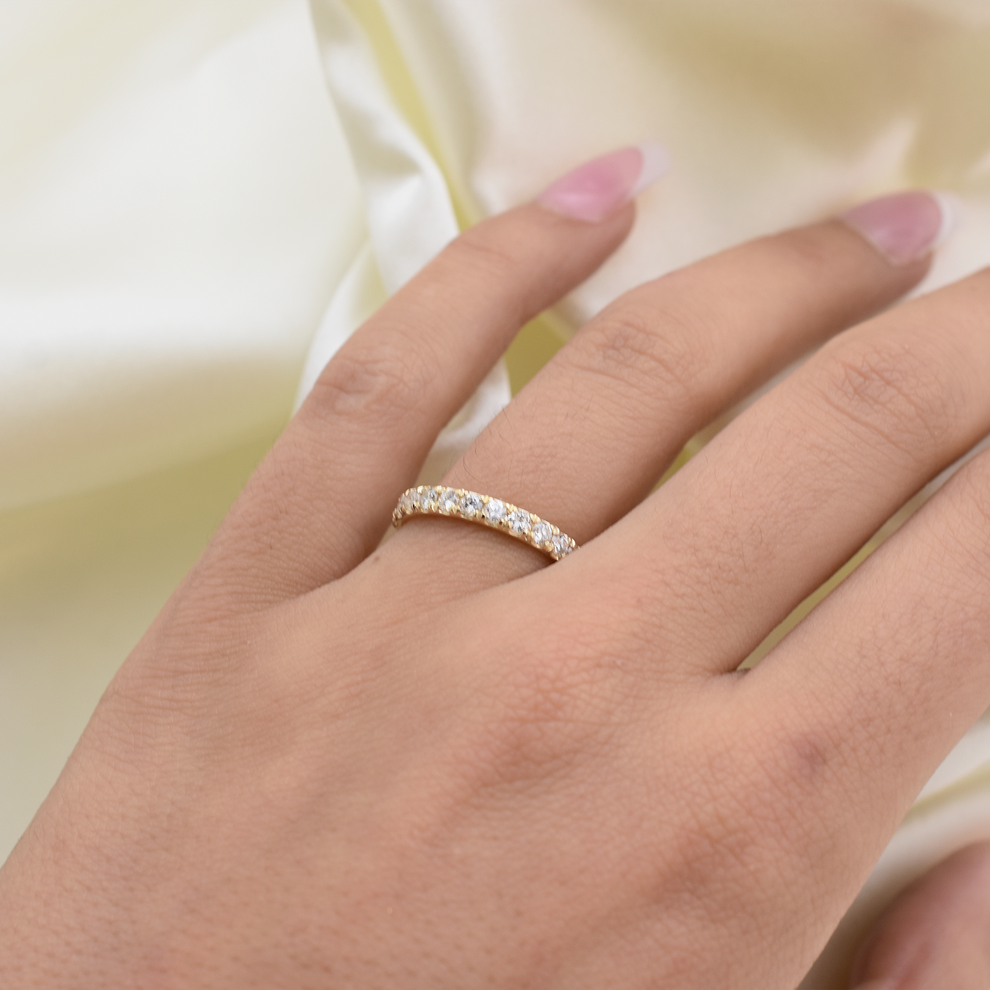 14k Diamond Wedding Band 0.55ct