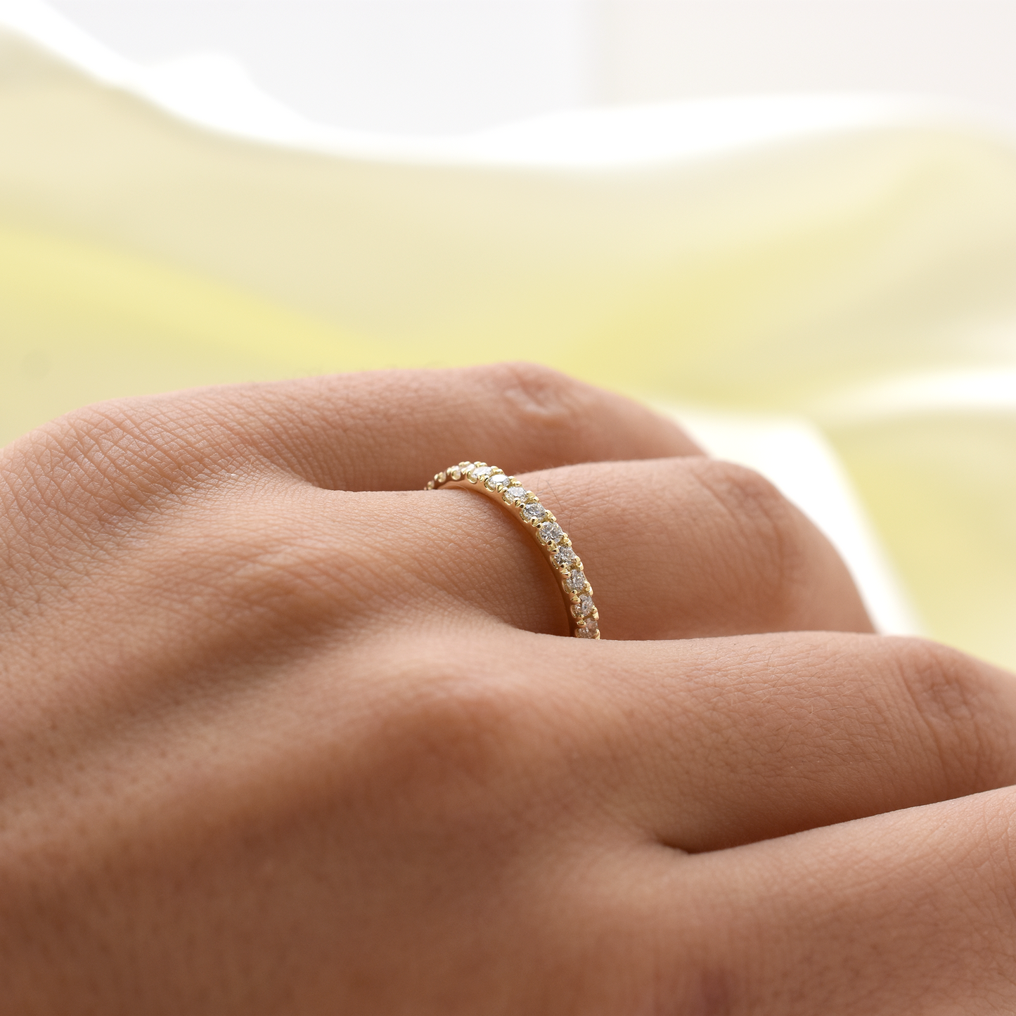 Thin diamond wedding band
