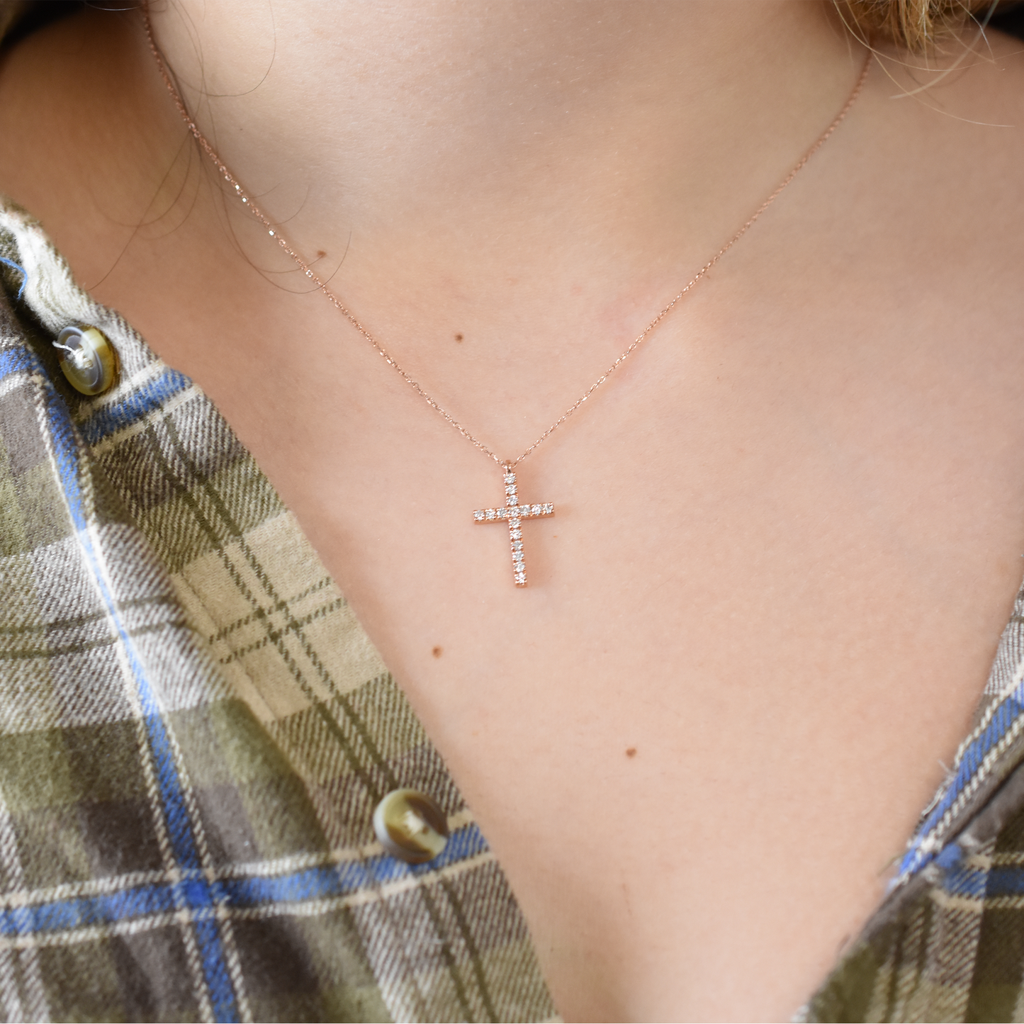 14k 0.35ct Diamond Cross Necklace