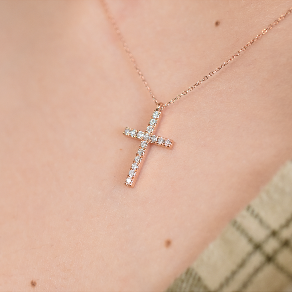 14k 0.35ct Diamond Cross Necklace
