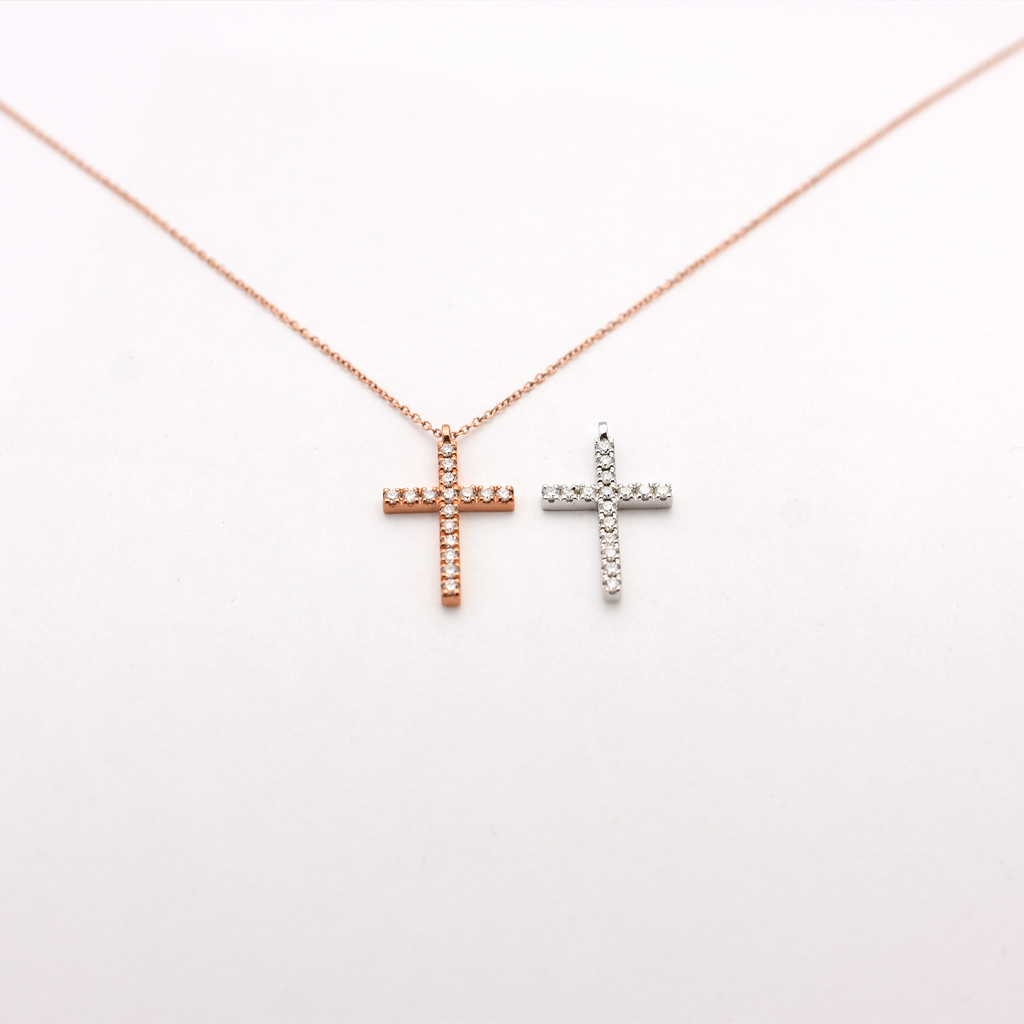 14k 0.35ct Diamond Cross Necklace