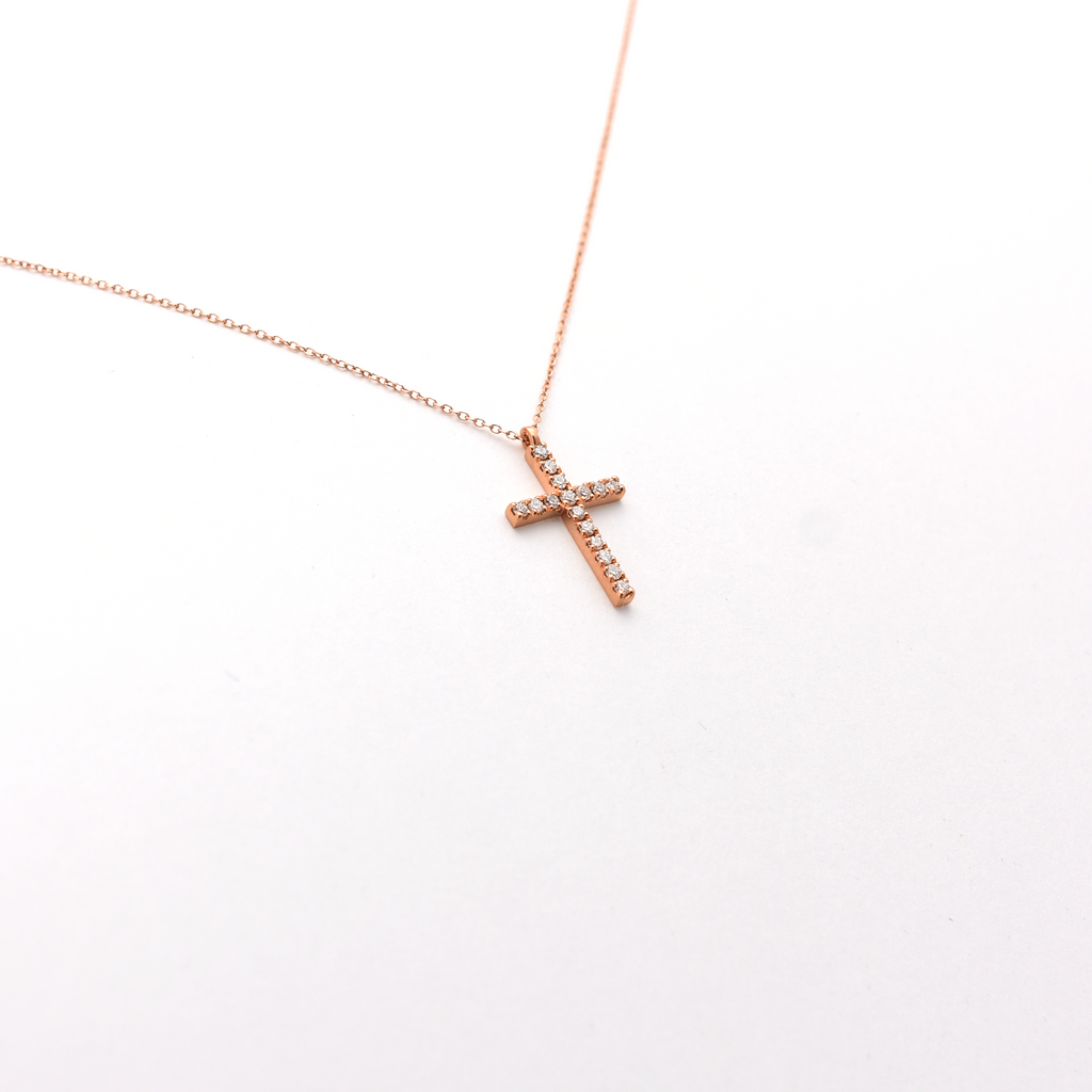 14k 0.35ct Diamond Cross Necklace