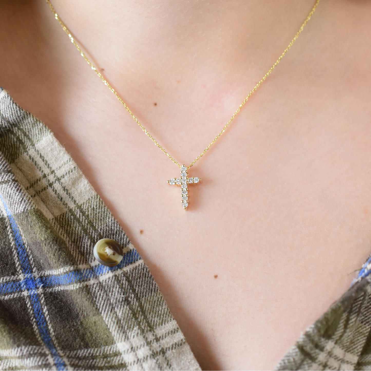14k 0.55ct Diamond Cross Necklace