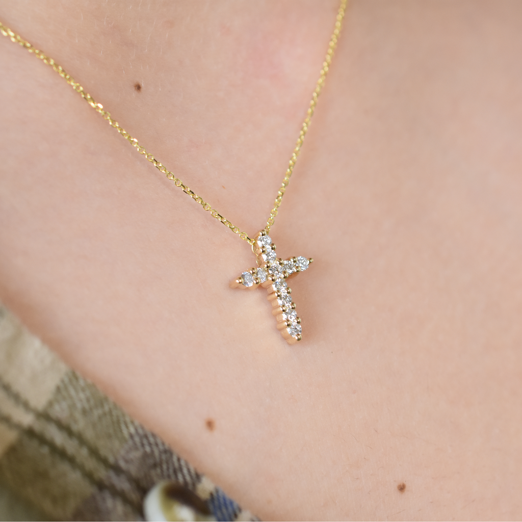 14k 0.55ct Diamond Cross Necklace
