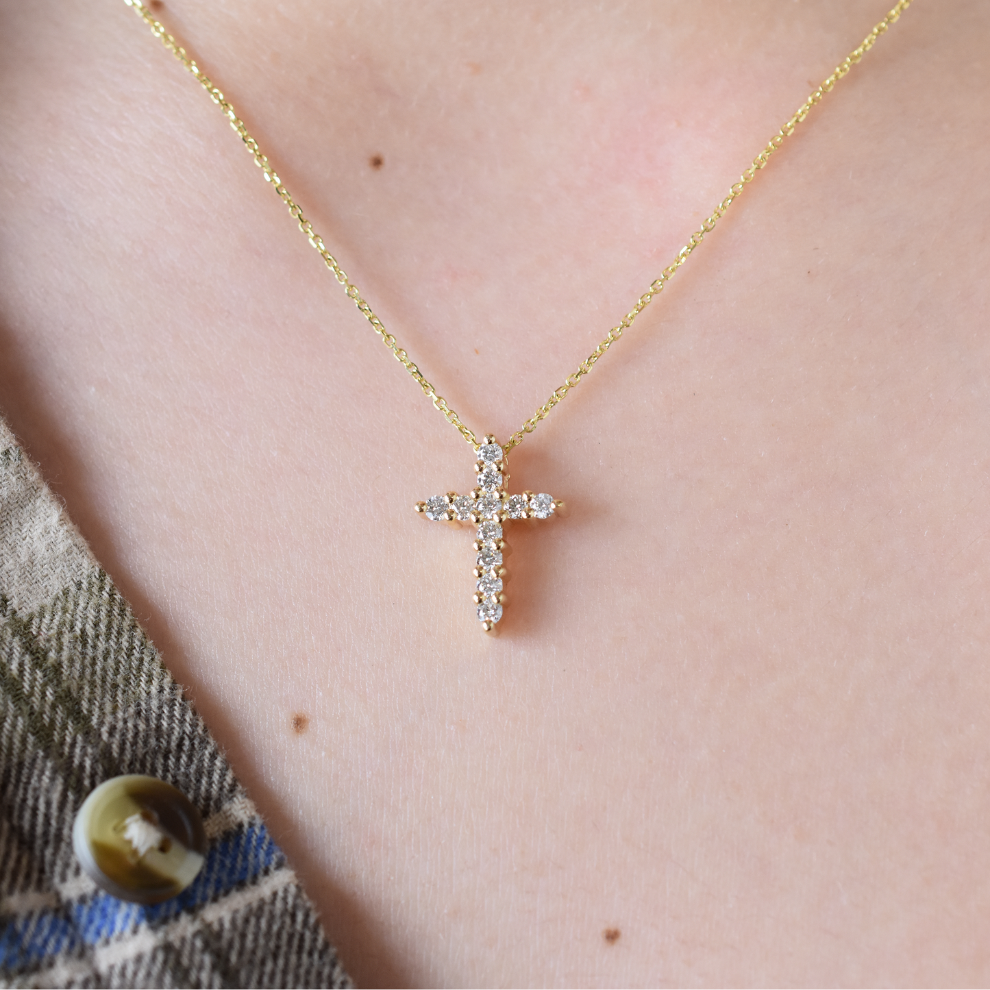 14k 0.55ct Diamond Cross Necklace