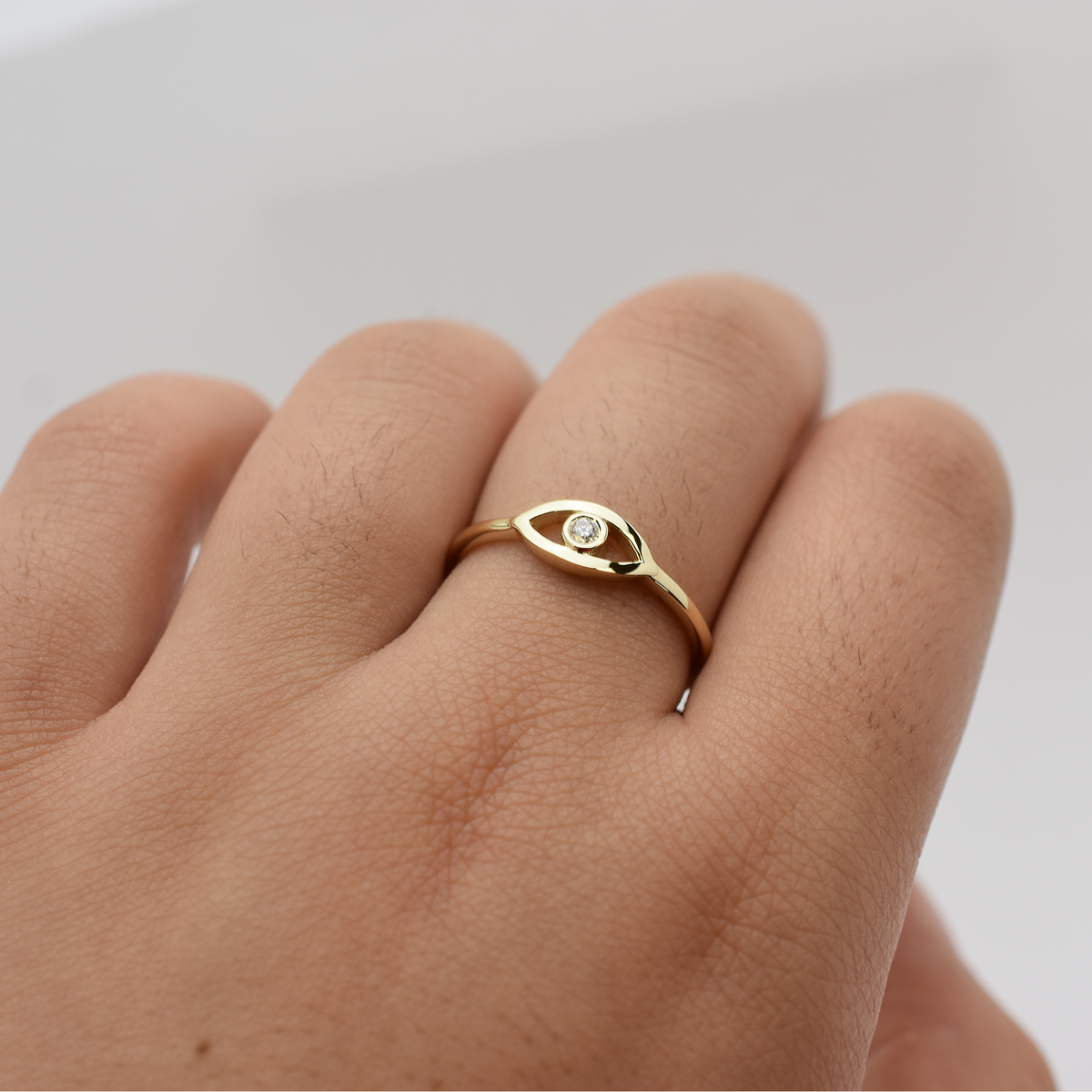 14K Diamond Evil Eye Ring