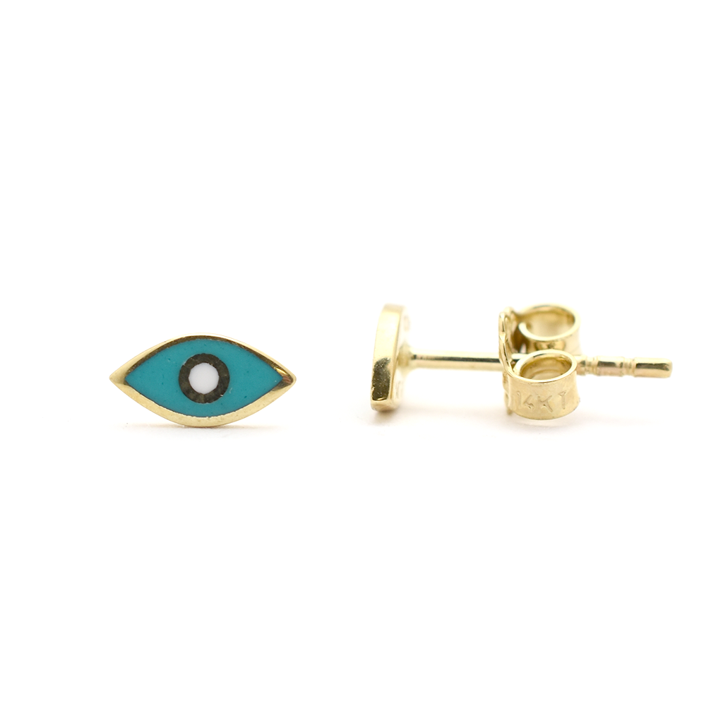 14k Evil Eye Enamel Earrings