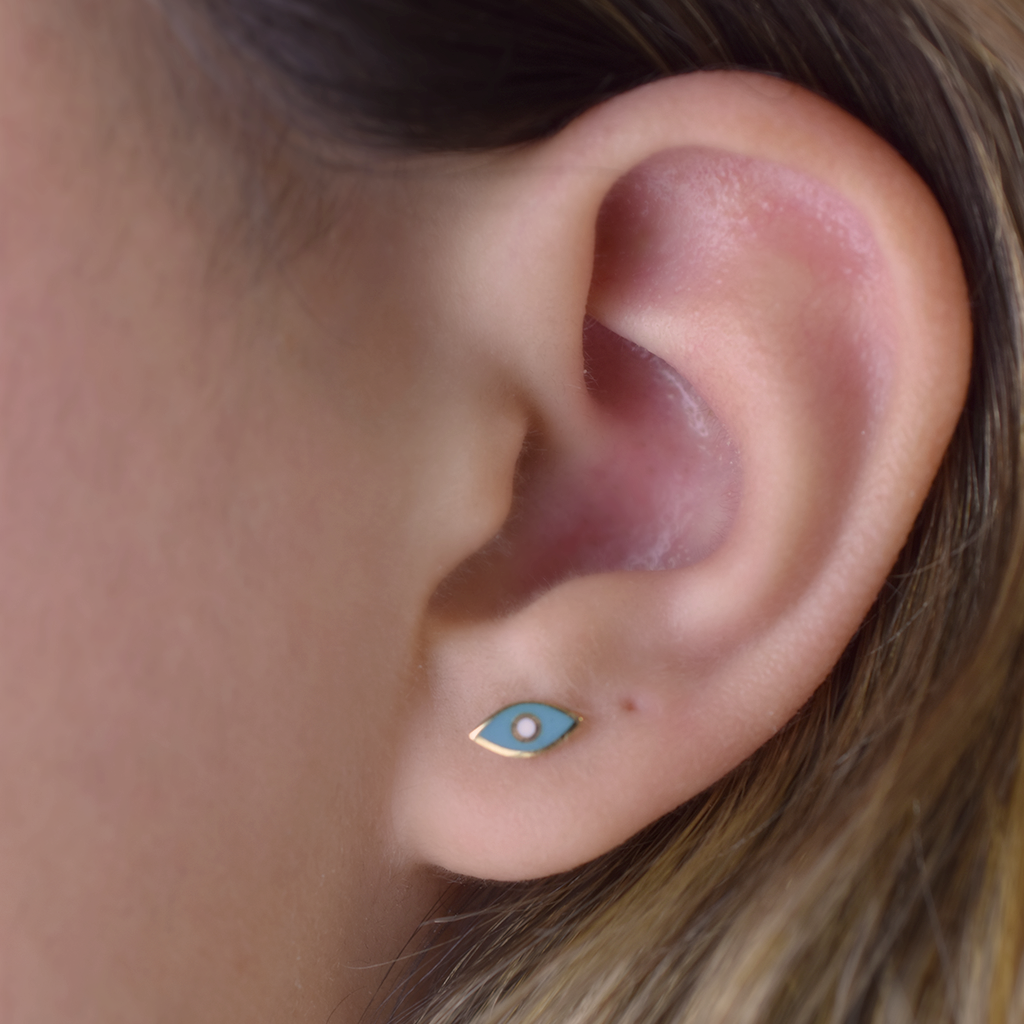 14k Evil Eye Enamel Earrings