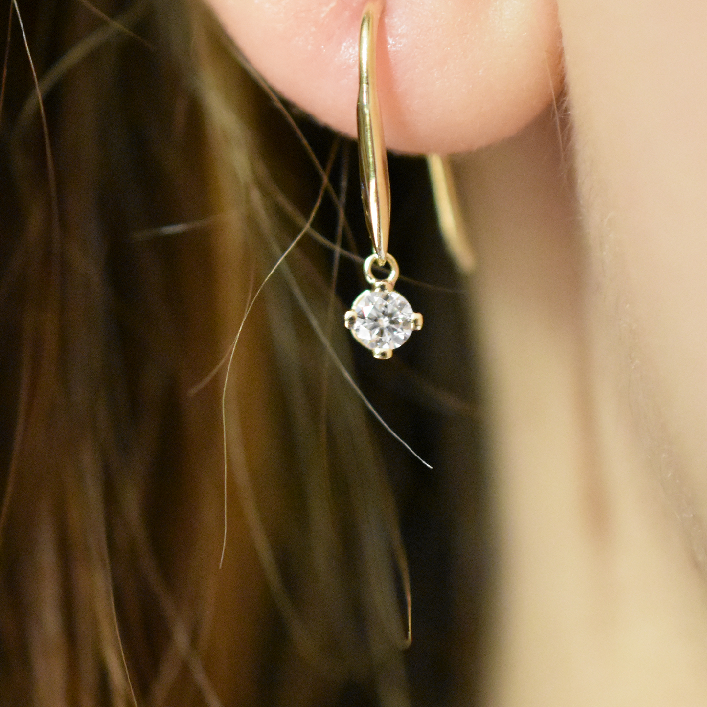 14K Diamond Hook Earrings