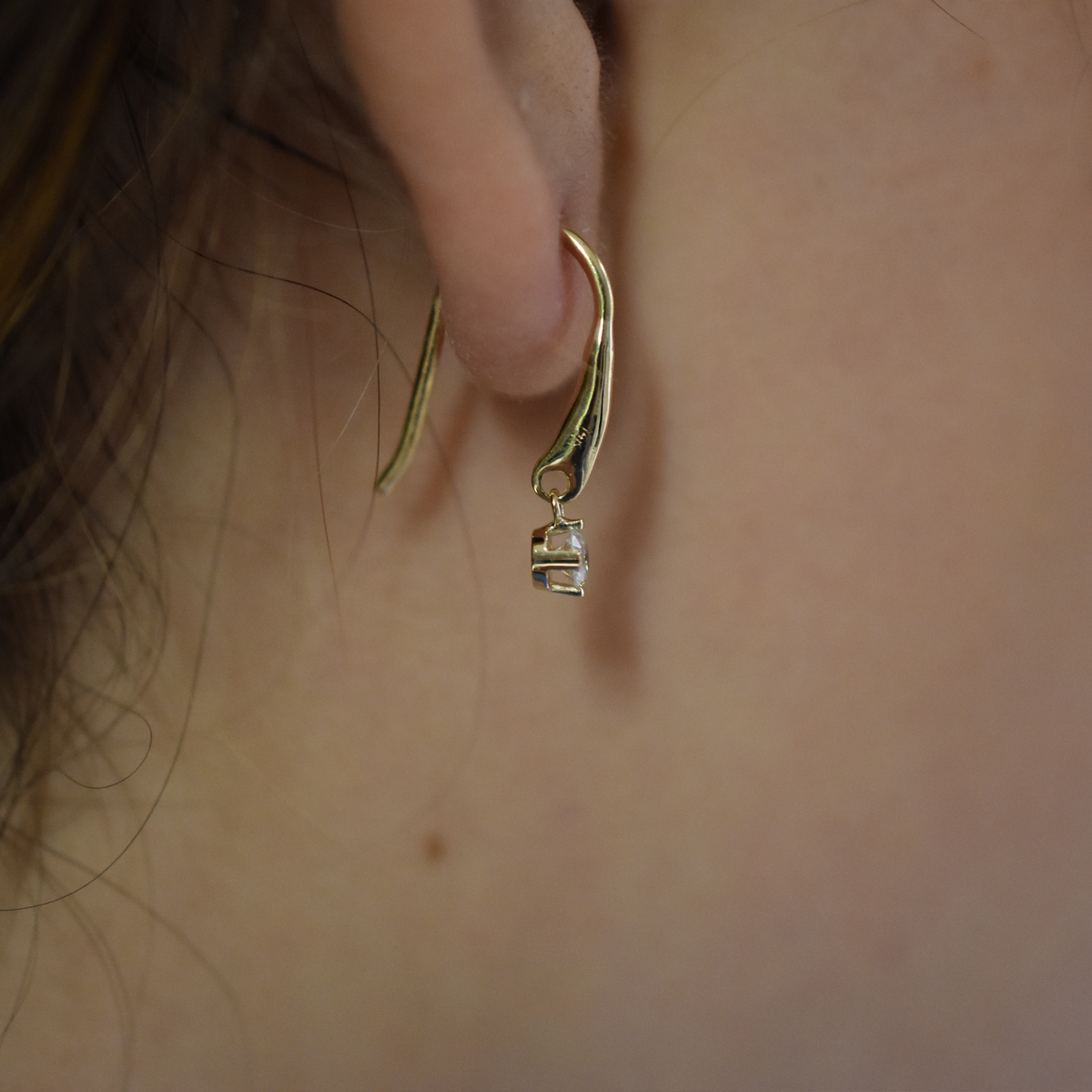 14K Diamond Hook Earrings