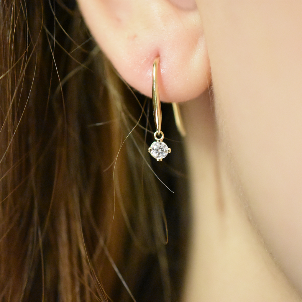 14K Diamond Hook Earrings