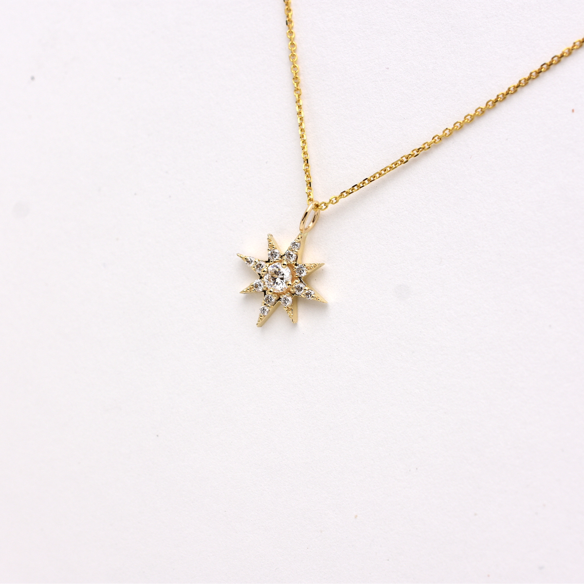 14k Gold Diamond North Star Necklace 0.55 ct