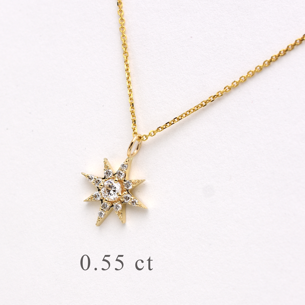 14k Gold Diamond North Star Necklace 0.55 ct