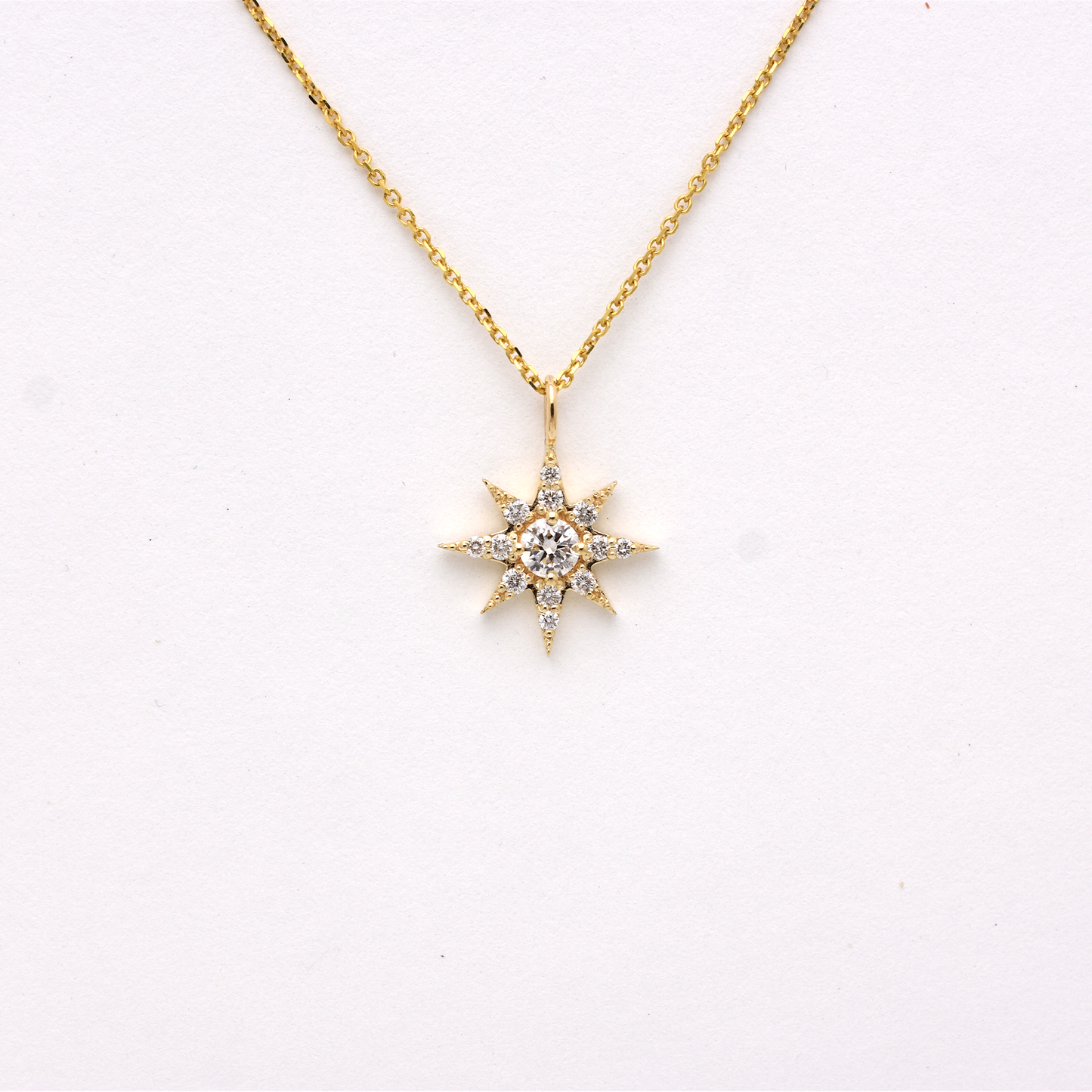 14K Gold Diamond North Star Necklace - Celestial diamond necklace