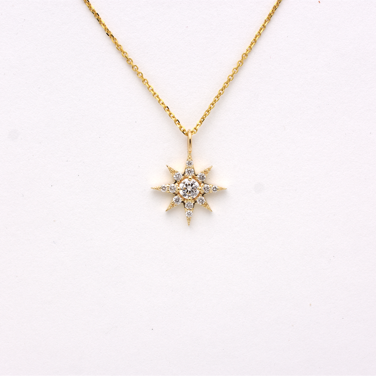 14k Gold Diamond North Star Necklace 0.55 ct