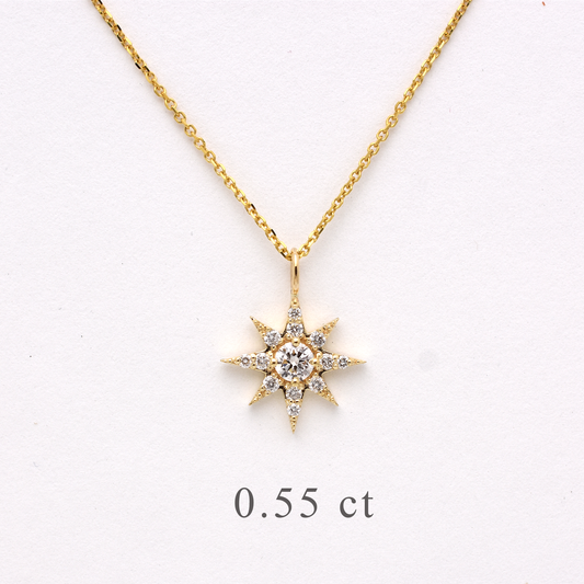 14K Gold Diamond North Star Necklace - Celestial diamond necklace