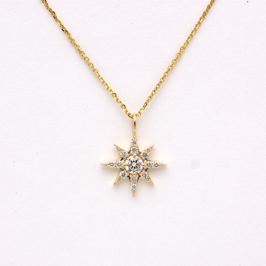 14k Gold Diamond North Star Necklace 0.55 ct