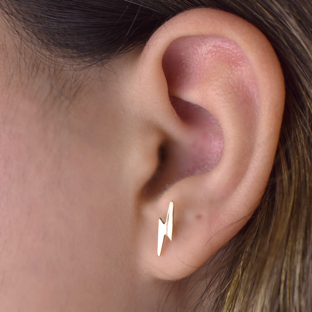 14k Lightning Bolt Earrings