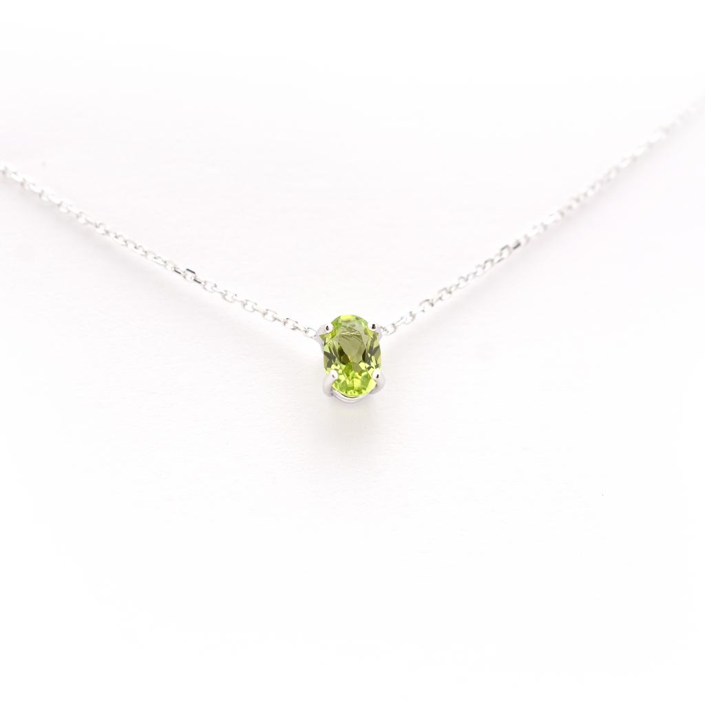 Oval Peridot solitaire necklace