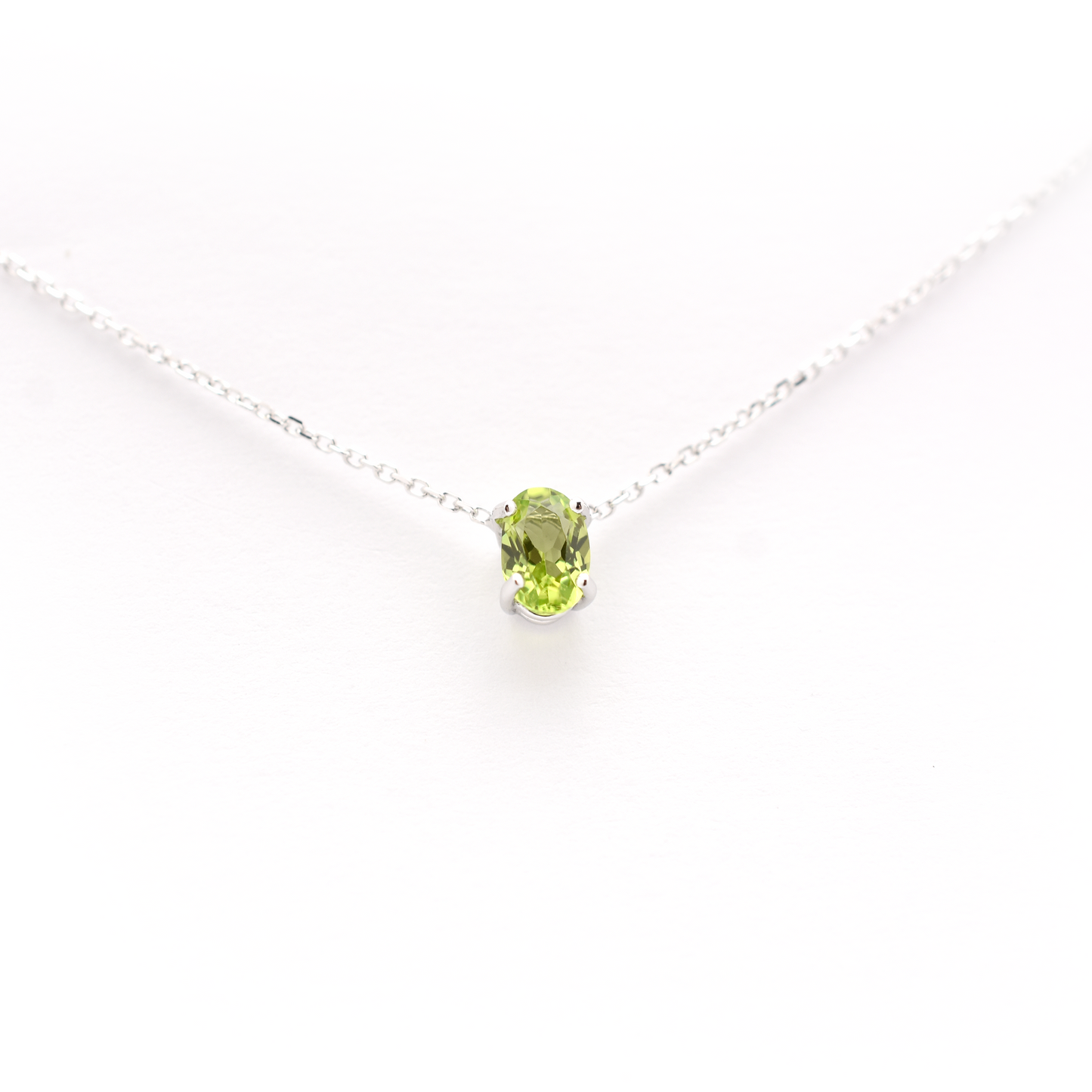 Oval Peridot solitaire necklace