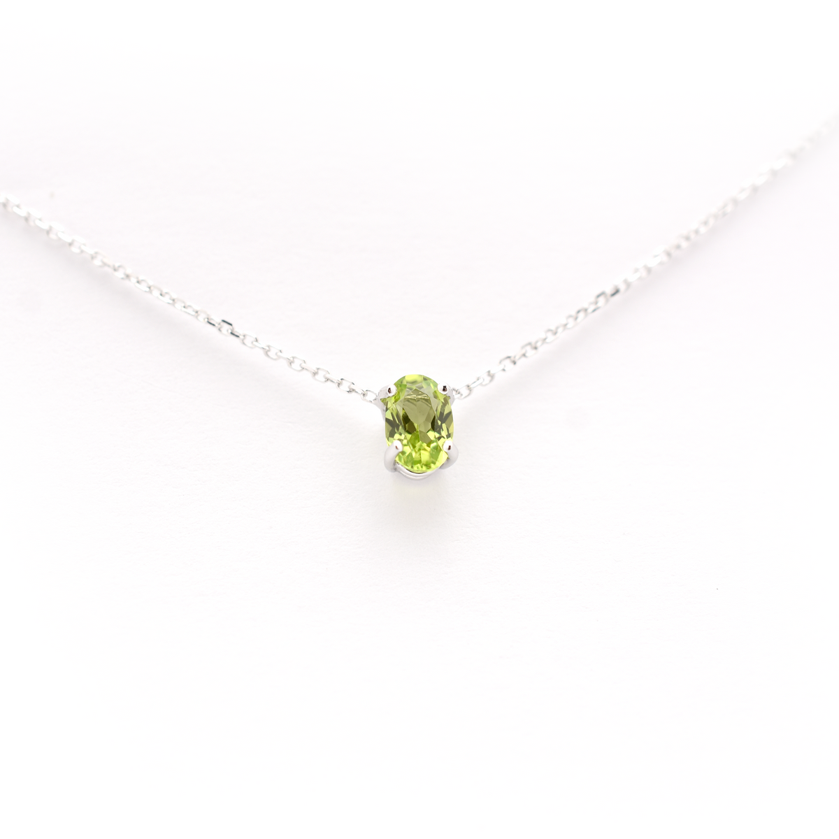Oval Peridot solitaire necklace