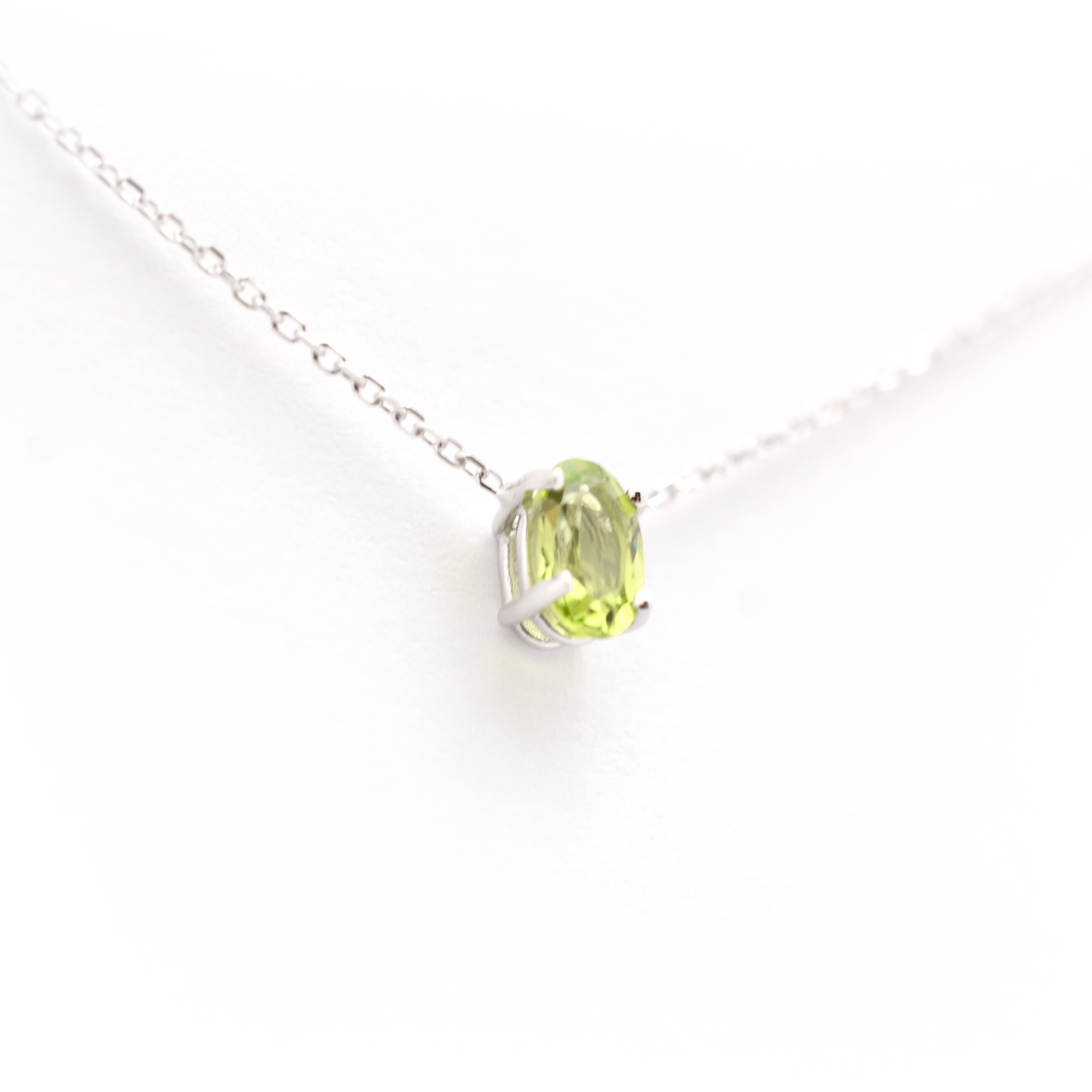 Oval Peridot solitaire necklace