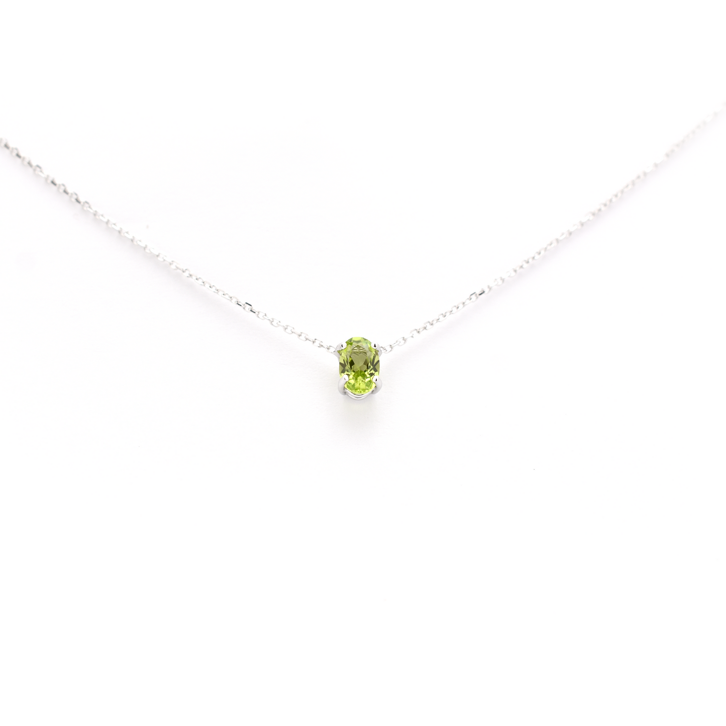 Oval Peridot solitaire necklace
