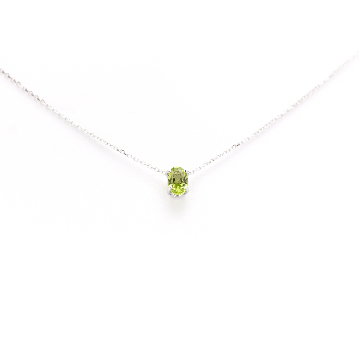 Oval Peridot solitaire necklace