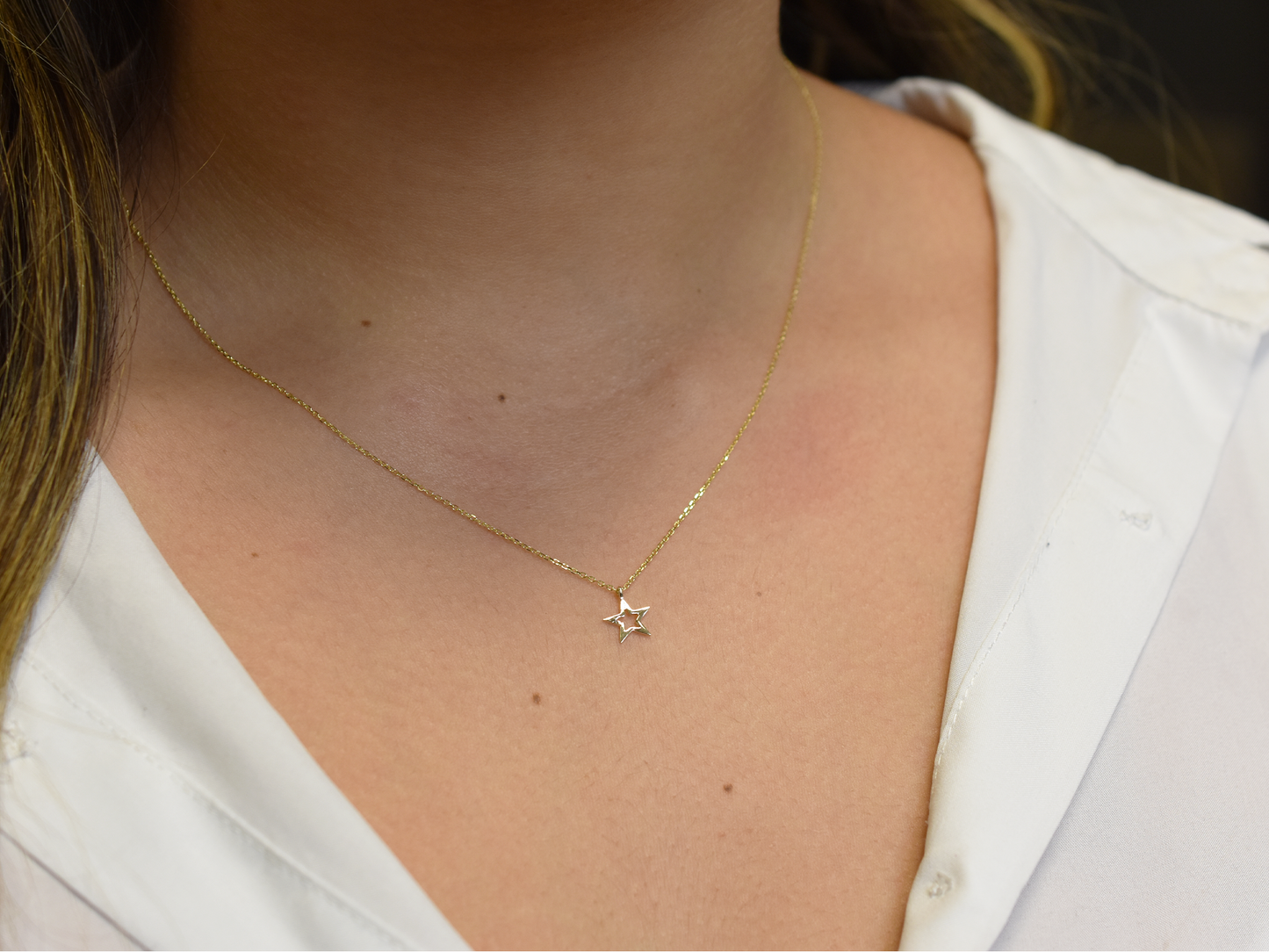 14k gold star necklace