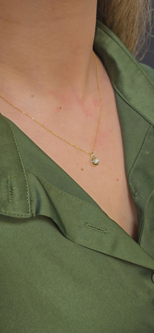 Bezel set diamond necklace 0.25 carat natural diamond