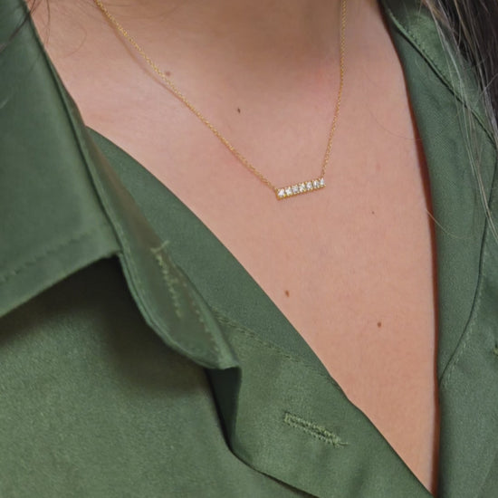 14k gold diamond bar necklace