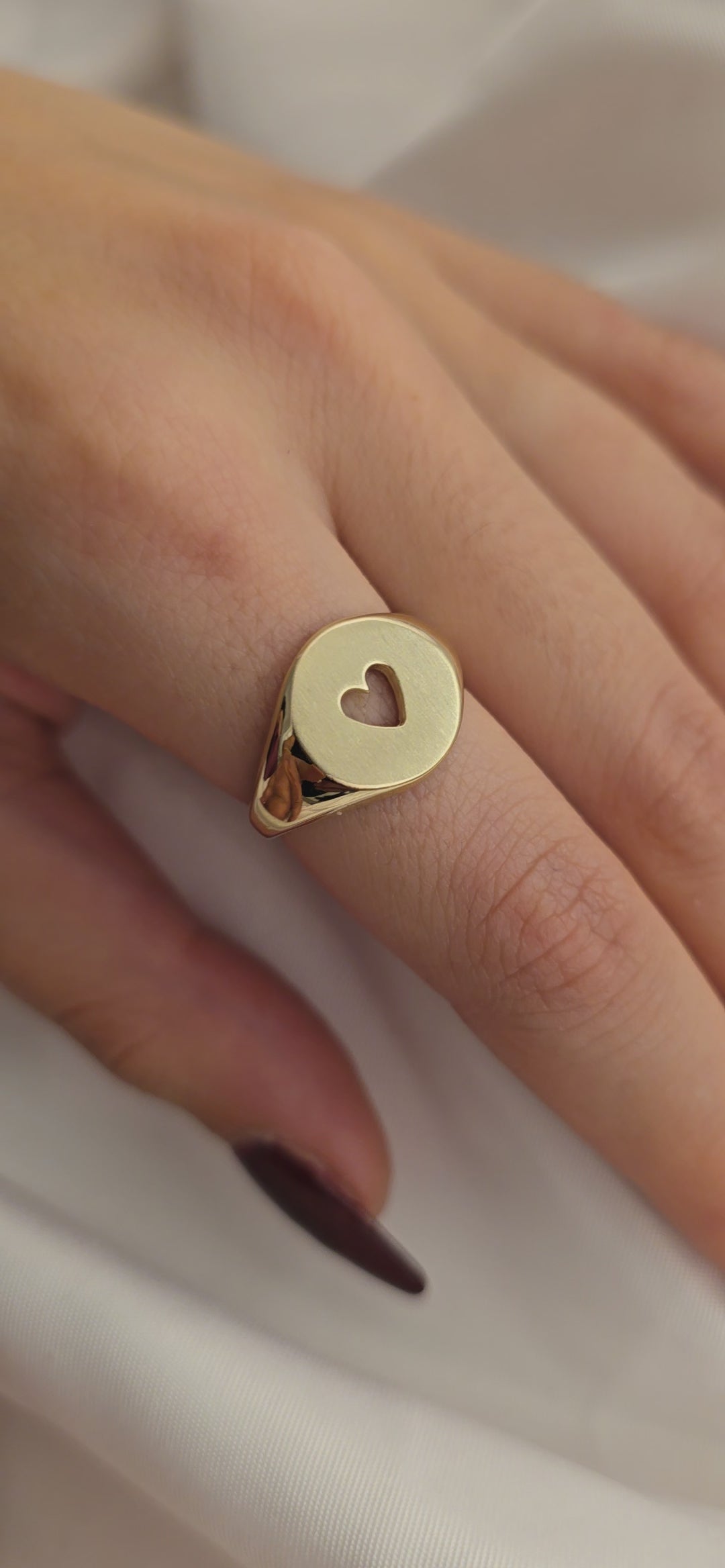 14k solid gold heart ring with a heart design