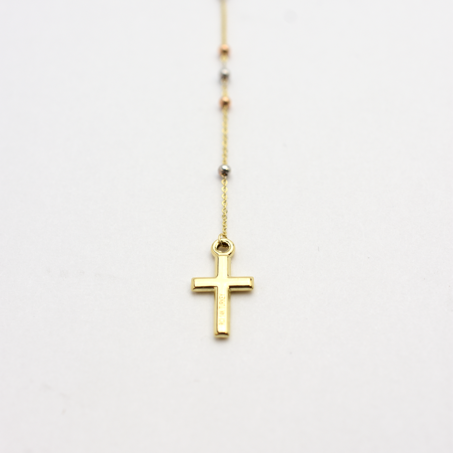 14k Tri-Tone Rosary Bead Necklace