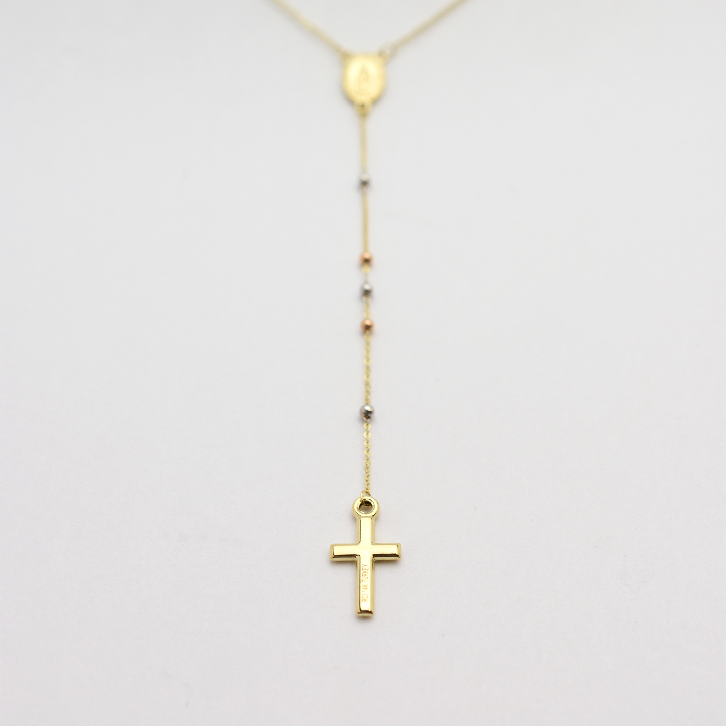 14k Tri-Tone Rosary Bead Necklace